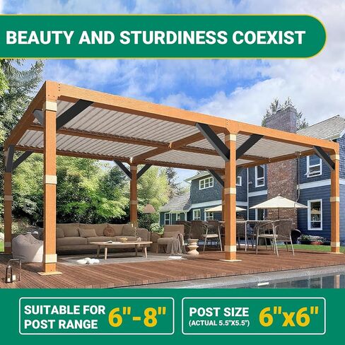 4''X4'' (Actual: 3.2''X3.2'') 45 Degree Angle Support Bracket 2pcs, Heavy Duty Pergola Brackets for Gazebos, Porches, Wood Post and Beam 45 Degree Bracket in Kuwait