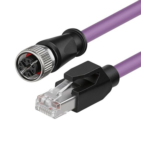 Ethernet Cable M12 X-Code 8 Pin Female to RJ45 ، DustProof & Waterproof ، نقل البيانات السريعة ، لأنظمة Ethernet Cognex الصناعية 1M in Saudi Arabia