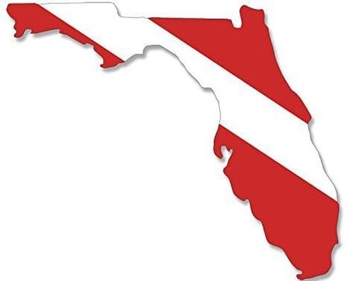 Florida Shaped Scuba Dive Flag Sticker Decal (Diving Florida Decal) 4 x 5 inch in Saudi Arabia