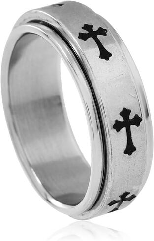 Cross Pattern Stainless Steel Ring for Men, Available in Gold, Silver and Black in Saudi Arabia