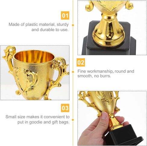 Veemoon Gold Award Trophy - Plastic Competition Prize Cups, Mini Reward Props With Base for Sports, Party Favors - Desktop Decor in Saudi Arabia