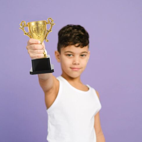 Veemoon Gold Award Trophy - Plastic Competition Prize Cups, Mini Reward Props With Base for Sports, Party Favors - Desktop Decor in Saudi Arabia