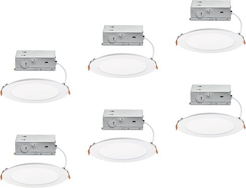 مصباح LED دائري 5 بوصات 650 لومن منشئ أساسي ومبيت لإعادة التشكيل أو البناء الجديد مع 5-CCT 2700-3000-3500-4000-5000K باللون الأبيض (عبوة من 12) مصنف بتصنيف IC in Kuwait