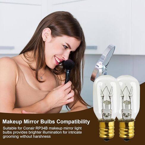 20W 120V Makeup Mirror Bulb for Conair RP34B Incandescent Mirror Replacement Bulbs, E12 Candle Holder Base, 2700K 2-Pack in Kuwait