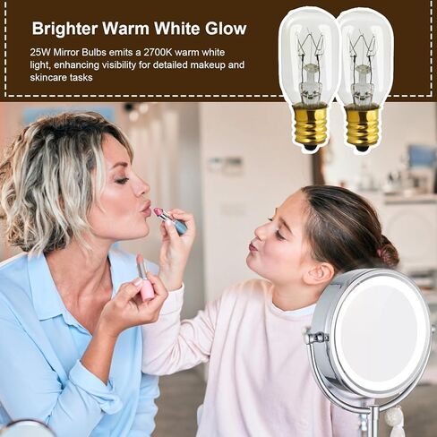20W 120V Makeup Mirror Bulb for Conair RP34B Incandescent Mirror Replacement Bulbs, E12 Candle Holder Base, 2700K 2-Pack in Kuwait