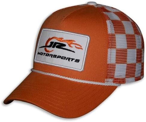 Dale Earnhardt Jr Motorsports Patch Rope Snapback Orange White Checkered Mesh Hat in Saudi Arabia