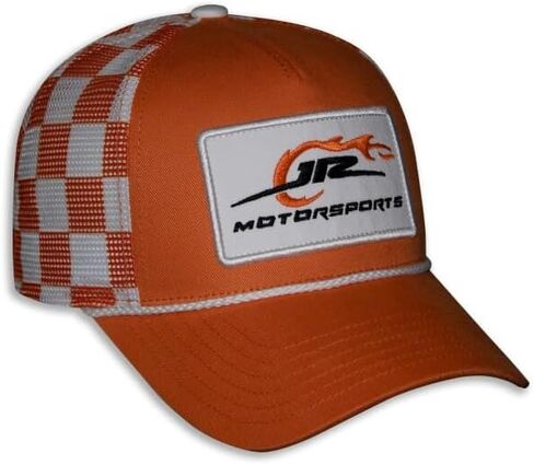 Dale Earnhardt Jr Motorsports Patch Rope Snapback Orange White Checkered Mesh Hat in Saudi Arabia