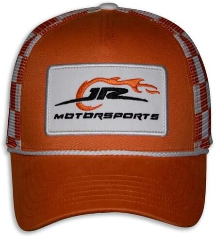 Dale Earnhardt Jr Motorsports Patch Rope Snapback Orange White Checkered Mesh Hat in Saudi Arabia