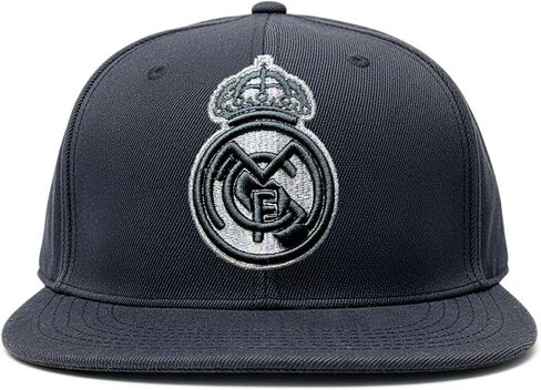 Icon Sports Official Real Madrid Gray Snapback Hat | Adjustable Flat Brim Baseball Cap with Embroidered Club Crest | Adult Men's & Women's Soccer Fan Gear in Saudi Arabia