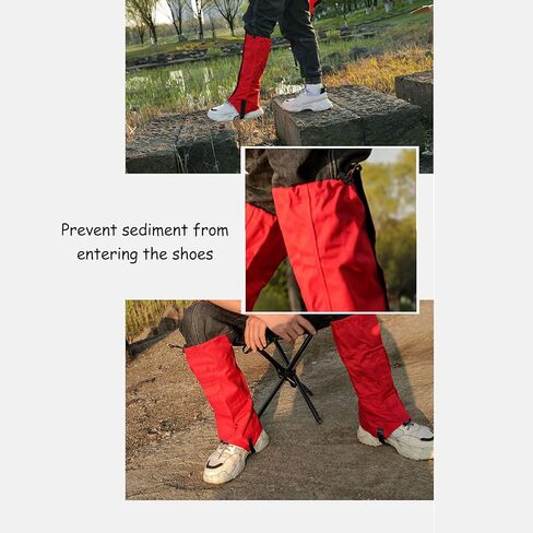 Shipenophy Snow Leg Gaiters، حذاء الثلوج للجنسين هوك طويل وحلقة مع حقيبة تخزين للتزلج (أحمر) in Kuwait