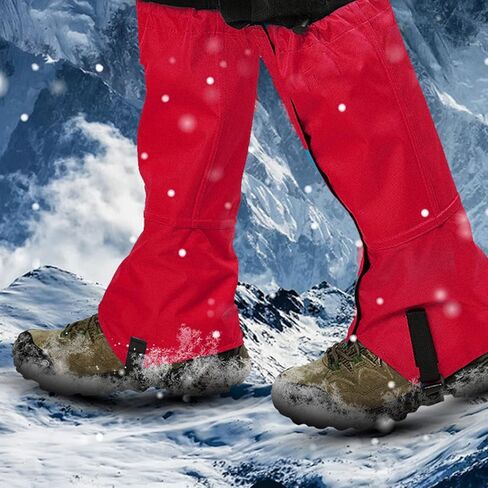 Shipenophy Snow Leg Gaiters، حذاء الثلوج للجنسين هوك طويل وحلقة مع حقيبة تخزين للتزلج (أحمر) in Kuwait