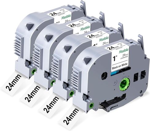 متوافق مع Brother P Touch Label Tape 1 بوصة Tze TZ TZ 24mm 0.94 أبيض مغلفة TZC251 Tze251 Tze-251 لـ Ptouch PT-D600 PT-P710BT PT-P700 صانع الملصقات ، 1 "× 26.2" ، 4 عبوات in Saudi Arabia