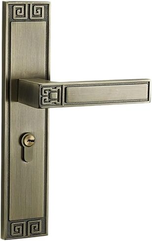 Chinese Door Lock Bedroom Door Lock Household Silent Magnetic Suction Retro Indoor Double Door Wooden Door Lock Door Handle(Black red Silent 35-50mm) in Saudi Arabia