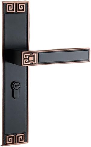 Chinese Door Lock Bedroom Door Lock Household Silent Magnetic Suction Retro Indoor Double Door Wooden Door Lock Door Handle(Black red Silent 35-50mm) in Saudi Arabia