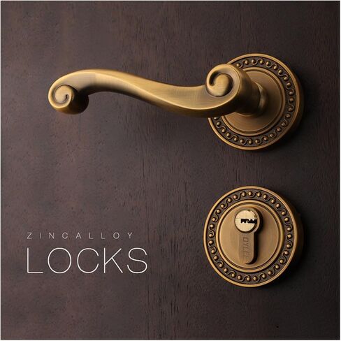 Indoor Wooden Door Lock Anti-Theft Magnetic Split Lock Bedroom Bathroom Door Lock Door Handle(Really Golden) in Kuwait