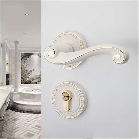 Indoor Wooden Door Lock Anti-Theft Magnetic Split Lock Bedroom Bathroom Door Lock Door Handle(Really Golden) in Kuwait
