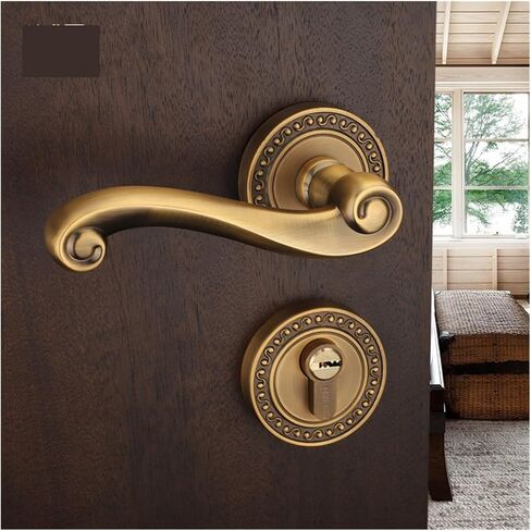 Indoor Wooden Door Lock Anti-Theft Magnetic Split Lock Bedroom Bathroom Door Lock Door Handle(Really Golden) in Kuwait