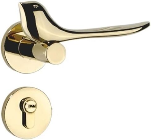Golden Door Lock Indoor Bedroom Door Lock Bird Split Magnetic Silent Door Lock Home Lock Wooden Door Handle(A Bright Gold silentwith Key) in Saudi Arabia