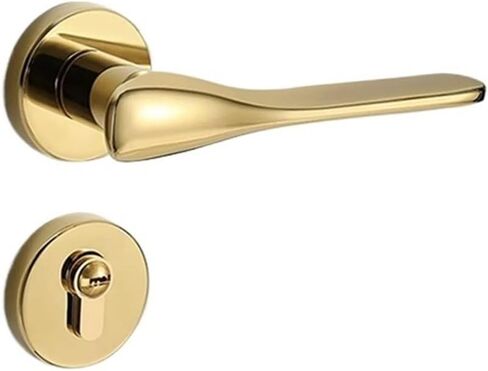 قفل باب داخلي ذهبي سبليت بمقبض مغناطيسي قفل باب غرفة النوم مطلي بالكهرباء غرفة نوم صامتة قفل باب من الخشب الصلب (كروم لامع 7250 ميكانيكي) in Kuwait