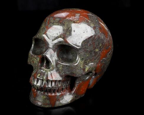 Skullis 5.0" Dragon Blood Jasper Hand Carved Crystal Skull, Crystal Healing, Hand Carved Gemstone Fine Art Sculpture, Reiki Healing Stone Statue.3315. in Saudi Arabia