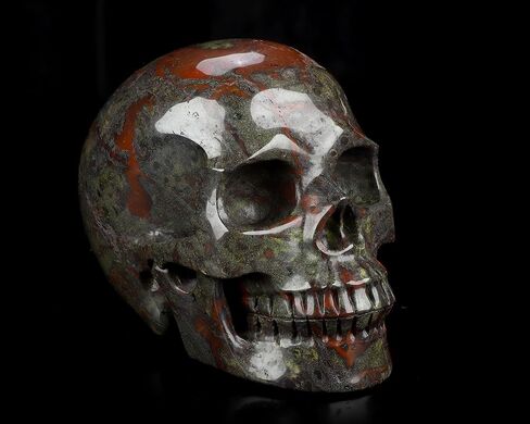 Skullis 5.0" Dragon Blood Jasper Hand Carved Crystal Skull, Crystal Healing, Hand Carved Gemstone Fine Art Sculpture, Reiki Healing Stone Statue.3315. in Saudi Arabia