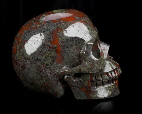 Skullis 5.0" Dragon Blood Jasper Hand Carved Crystal Skull, Crystal Healing, Hand Carved Gemstone Fine Art Sculpture, Reiki Healing Stone Statue.3315. in Saudi Arabia