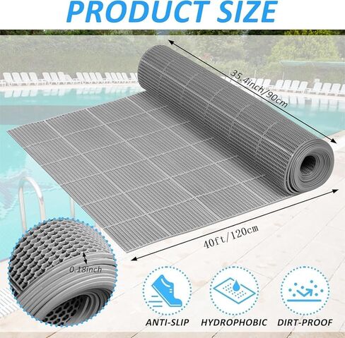 3 x 40FT Drainage Pool Flooring Mats Non Slip Swimming Pool Mat PVC Splash Matting Mesh Hollow Doormat Roll for Outdoor Indoor Garage Restaurant Sauna SPA Heavy Duty Commercial Anti Slip Floor Mats in Saudi Arabia