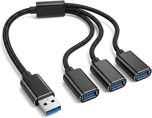 مقسم USB 1 في 3 مخرج، محول USB A، كابل محور تمديد USB 2.0 ذكر إلى 3 أنثى Y للكمبيوتر/الكمبيوتر المحمول/Xbox/محرك فلاش/الماوس/لوحة المفاتيح (أسود) in Kuwait