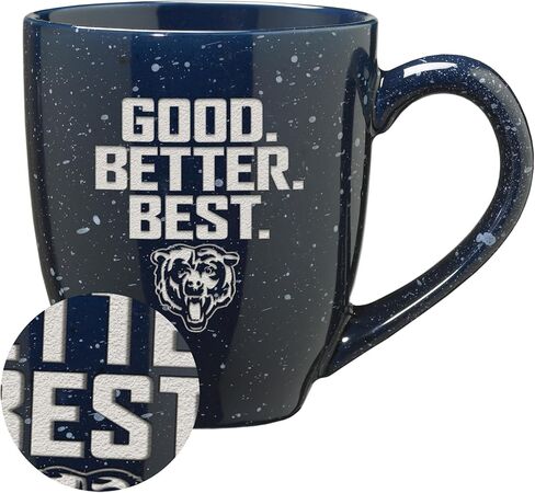 Rico Industries NFL Football Chicago Bears "GOOD. BETTER. BEST." Navy 16 oz Team Color Laser Engraved Speckled Ceramic Coffee Mug in Saudi Arabia