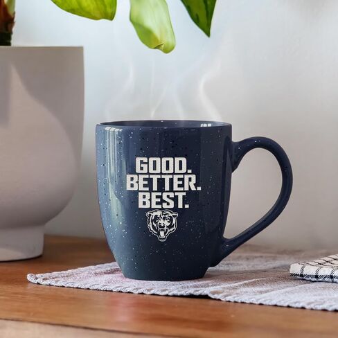 Rico Industries NFL Football Chicago Bears "GOOD. BETTER. BEST." Navy 16 oz Team Color Laser Engraved Speckled Ceramic Coffee Mug in Saudi Arabia