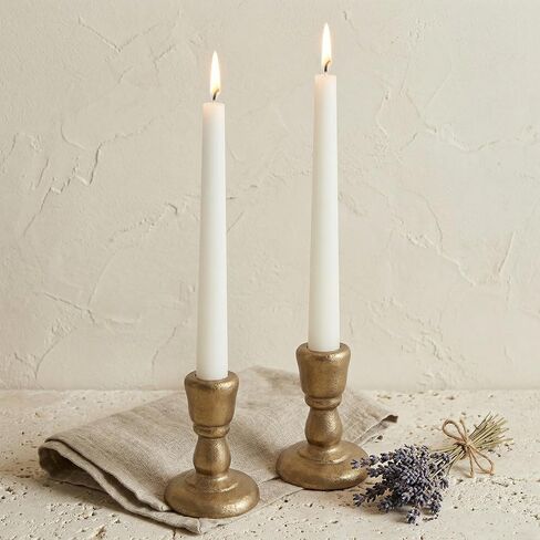 Cast Iron Candle Holders Antique Brass Iron Taper Candle Holders Set of 2, Decorative Metal Candlestick Stands for Weddings, Dining, Parties, and Home Decor (Black) in Kuwait
