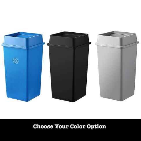 PRO&Family Commercial Trash Can - Large Square Can with Lid (50 Gallons, Blue) in Kuwait