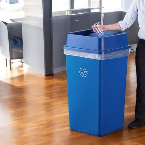 PRO&Family Commercial Trash Can - Large Square Can with Lid (50 Gallons, Blue) in Kuwait