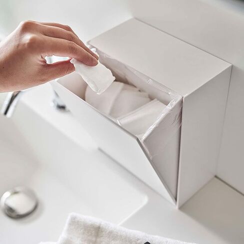 YAMAZAKI 5433 Tower Adhesive Hook Storage Box, White, ABS Resin, Minimalist, 17 x 8.7~16 x 20 cm in Saudi Arabia