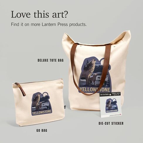 Lantern Press Sticker Yellowstone National Park, Wyoming, Wolves and Full Moon, Die Cut Vinyl, (Waterproof Decal for Cars, Water Bottles, Laptops, Coolers), Small in Saudi Arabia