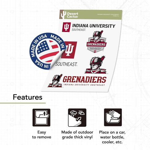 Desert Cactus Indiana University Southeast Sticker Sticker Vinyl Decals Laptop Water Bottle Car Scrapbook T2 (Type 2) in Saudi Arabia