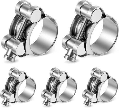 10 عبوات 23-25 ​​مم T-bolt Hose Clamps Kit شديدة التحمل 0.91-0.98 بوصة 304 من الفولاذ المقاوم للصدأ قابل للتعديل T Track Clamp لمنع الصدأ من أجل عادم الديزل لسخان التوتر المستمر للمبرد in Saudi Arabia