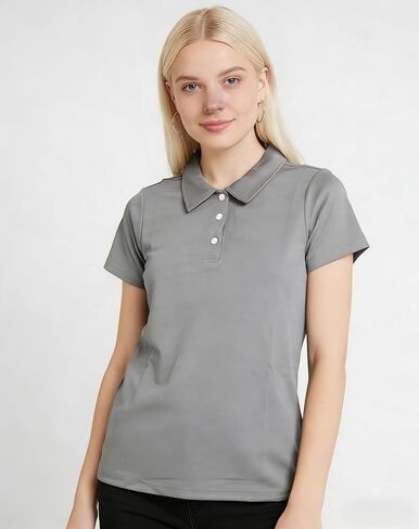 Women's Short Sleeve Performance Polo Shirt - Moisture Wicking Golf & Tennis Top with Button Placket in Saudi Arabia