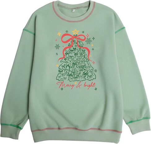 عيد الميلاد البلوز المرأة عيد الميلاد عطلة قمصان طويلة الأكمام مرح ومشرق سانتا عيد الميلاد Crewneck البلوز القمم in Saudi Arabia
