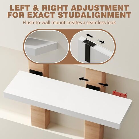 Solid Wood Floating Shelves 24'' Long, 8'' Deep Wall Mounted Shelves with Heavy Duty Brackets, Max Load 150 lbs, Wall Shelves for Bathroom Kitchen Living Room, 24 x 8 x 1.6 in, Walnut, Set of 2 in Kuwait