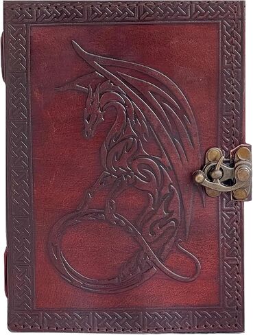 jaald 18 cm dragon Leather Blank grimoire leather journal book of shadows spell book leather diary journal notebook sketchbook for artists in Kuwait