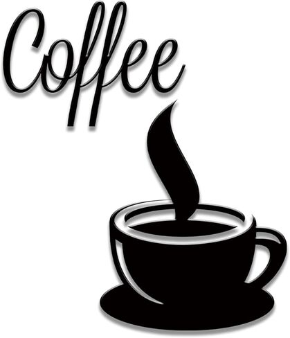 ديكور حائط فنجان قهوة معدني أسود مع تصميم تبخير لإكسسوارات بار القهوة لتزيين جدران المطبخ in Kuwait