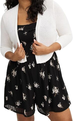 Torrid Women's Plus Size Sweater - 3/4 Sleeve Crop Shrug in Saudi Arabia
