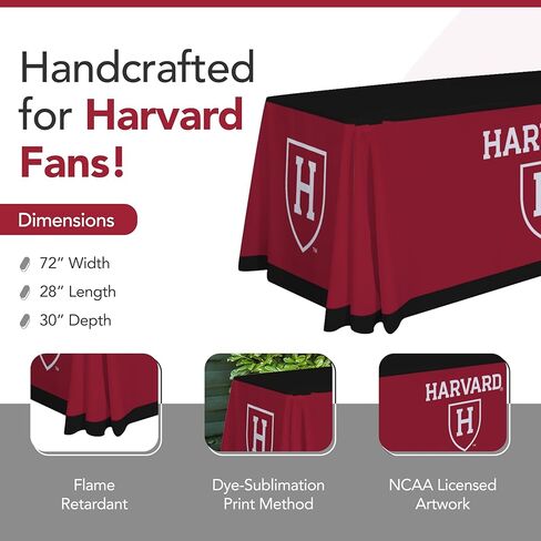 Victory Corps Harvard Crimson College Sports Printed Table Throw - NCAA Licensed - Polyester - School Tablecloth (Black, Red, White) (6' Draped) in Saudi Arabia