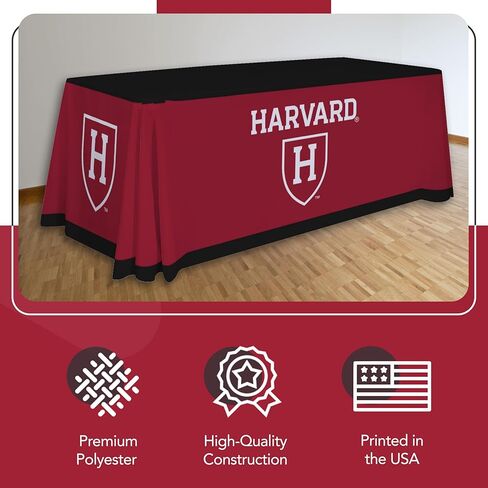 Victory Corps Harvard Crimson College Sports Printed Table Throw - NCAA Licensed - Polyester - School Tablecloth (Black, Red, White) (6' Draped) in Saudi Arabia