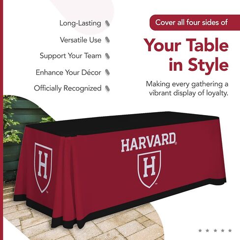 Victory Corps Harvard Crimson College Sports Printed Table Throw - NCAA Licensed - Polyester - School Tablecloth (Black, Red, White) (6' Draped) in Saudi Arabia