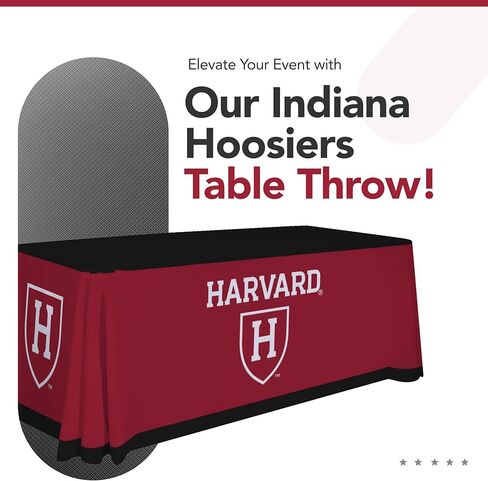 Victory Corps Harvard Crimson College Sports Printed Table Throw - NCAA Licensed - Polyester - School Tablecloth (Black, Red, White) (6' Draped) in Saudi Arabia