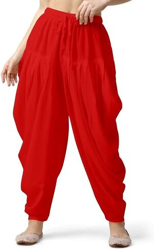 Women's Loose Fit Rayon Dhoti Pant, Patiala Salwar Harem Pants, Black, Free Size Waist 26-38 Inch in Saudi Arabia