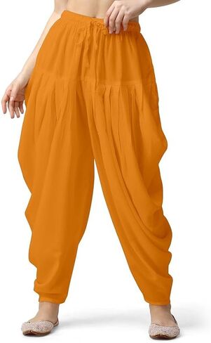 Women's Loose Fit Rayon Dhoti Pant, Patiala Salwar Harem Pants, Black, Free Size Waist 26-38 Inch in Saudi Arabia