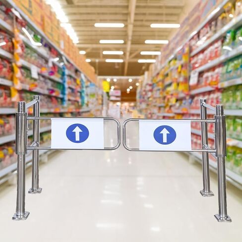 Automatic Closing Industrial Safety Swing Gate for Supermarkets & Warehouses - Universal Metal Guardrail Design (120x102 cm) - Perfect for Libraries & Retail Stores in Saudi Arabia